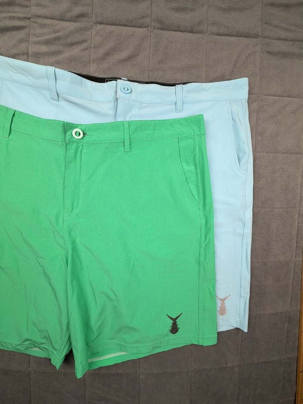 Tunaskin Men's Performance Golf Fishing Shorts Size 42 Lot of 2 Green & Blue